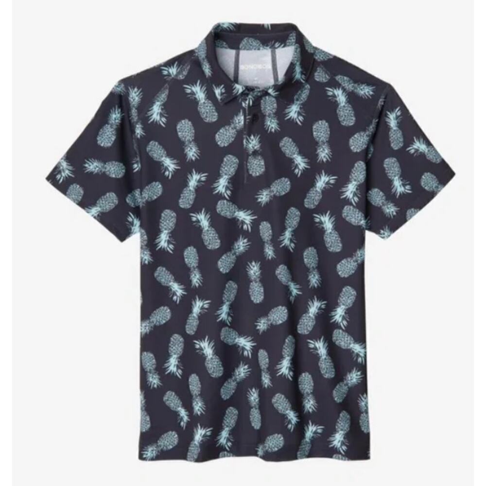 Bonobos Golf Short Sleeve Tee Men's Golf Shirt Pineapple Print Size Medium